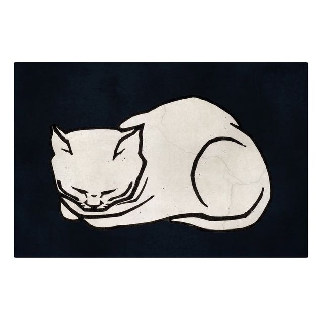 Leinwand schwarz-weiß Schlafende Katze Illustration