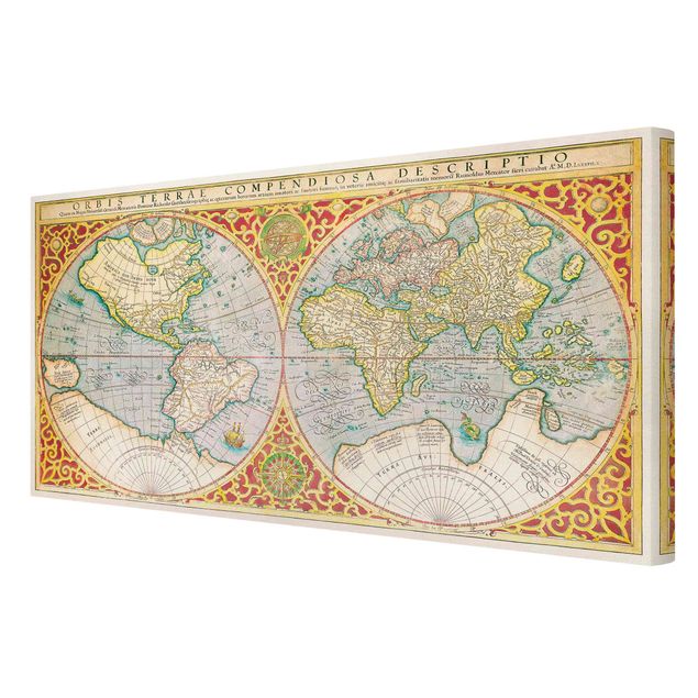 schöne Bilder Historische Weltkarte Orbis Terrare Compendiosa Descriptio