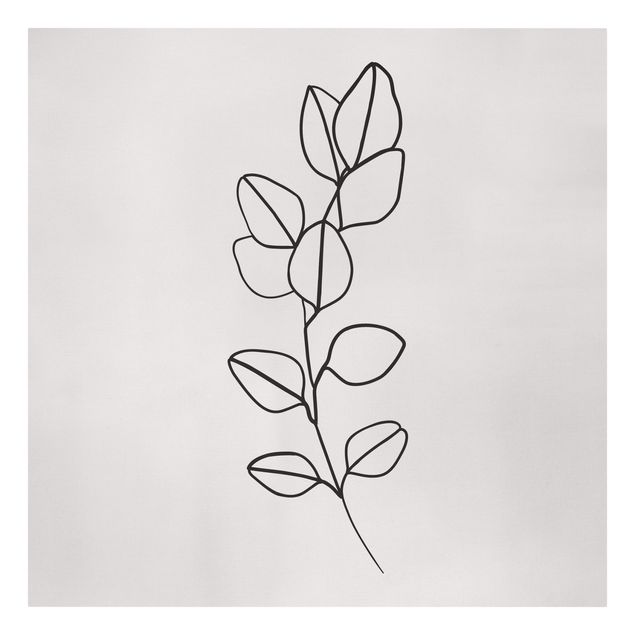 Leinwand Blumen Line Art Zweig Blätter Schwarz Weiß
