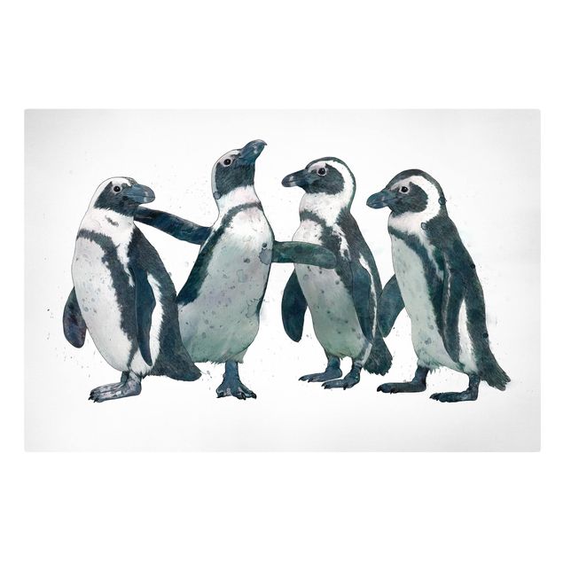 Leinwand schwarz-weiß Illustration Pinguine Schwarz Weiß Aquarell