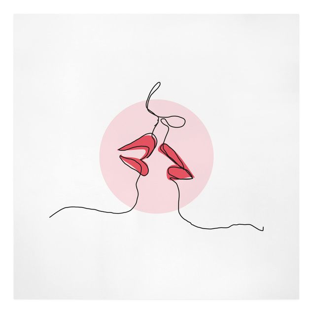 Wandbilder Liebe Lippen Kuss Line Art