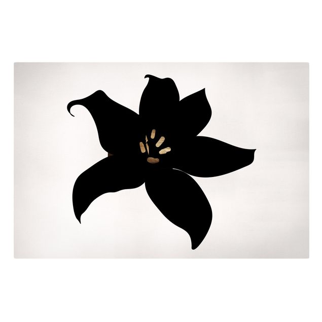 Kunstdrucke auf Leinwand Grafische Pflanzenwelt - Orchidee Schwarz und Gold