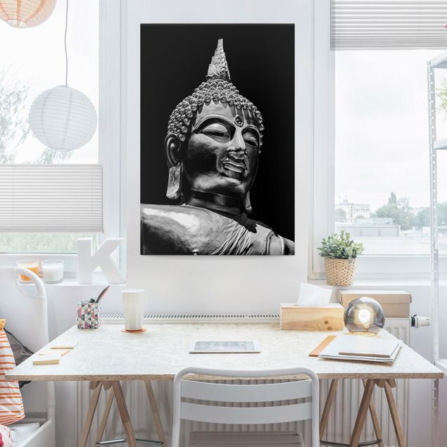schwarz-weiß Bilder auf Leinwand Buddha Statue Gesicht