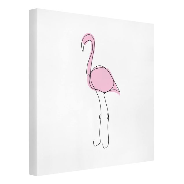 Tierbilder Leinwand Flamingo Line Art