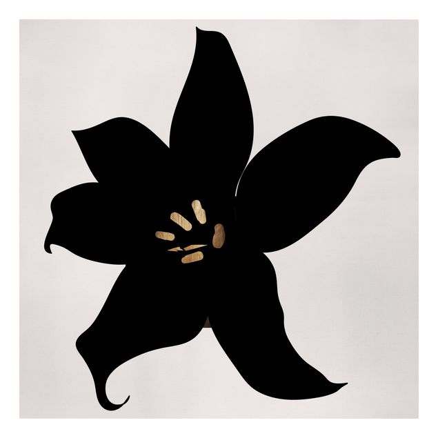 Kunstdruck Leinwand Grafische Pflanzenwelt - Orchidee Schwarz und Gold
