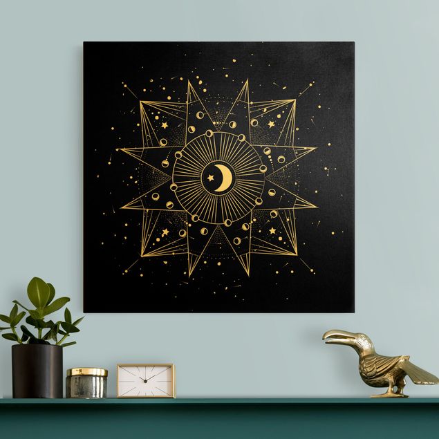 Leinwandbilder Buddha Astrologie Mond Magie Schwarz