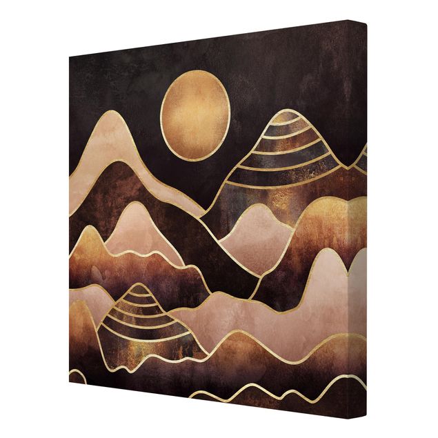 Kunstdrucke auf Leinwand Goldene Sonne abstrakte Berge