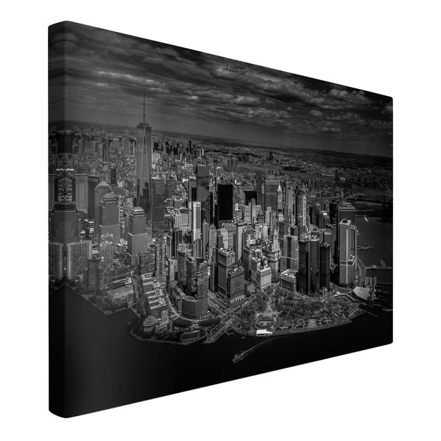 Leinwandbilder schwarz-weiß New York - Manhattan aus der Luft