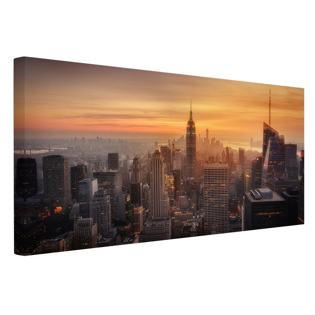 Sonnenuntergang Leinwand Manhattan Skyline Abendstimmung