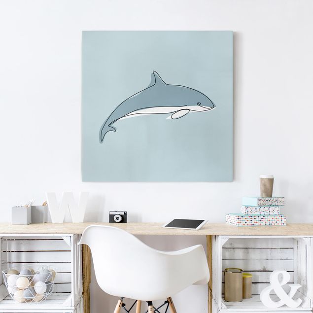 Leinwandbilder Fisch Delfin Line Art