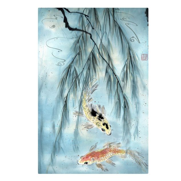 Leinwand Tiere Japanische Aquarell Zeichnung Goldfische II