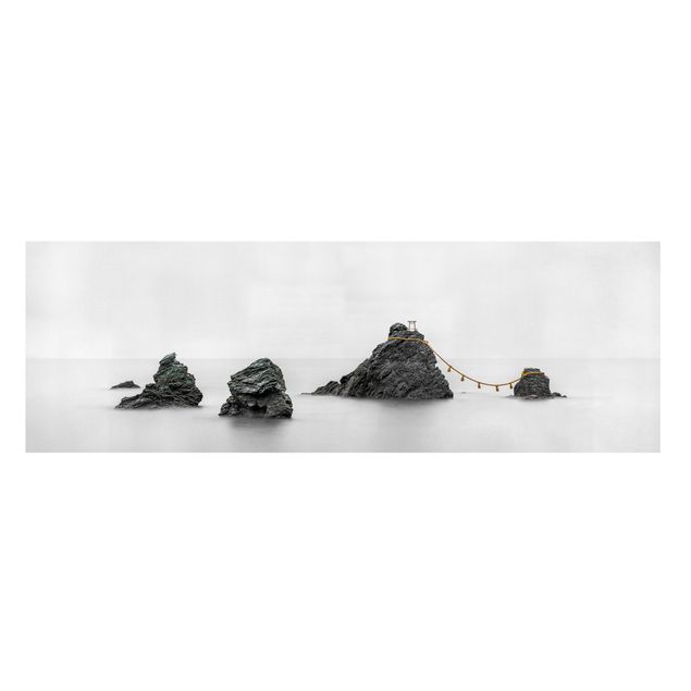 schwarz-weiß Bilder auf Leinwand Meoto Iwa - die verheirateten Felsen