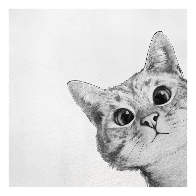 Kunstdrucke auf Leinwand Illustration Katze Zeichnung Schwarz Weiß