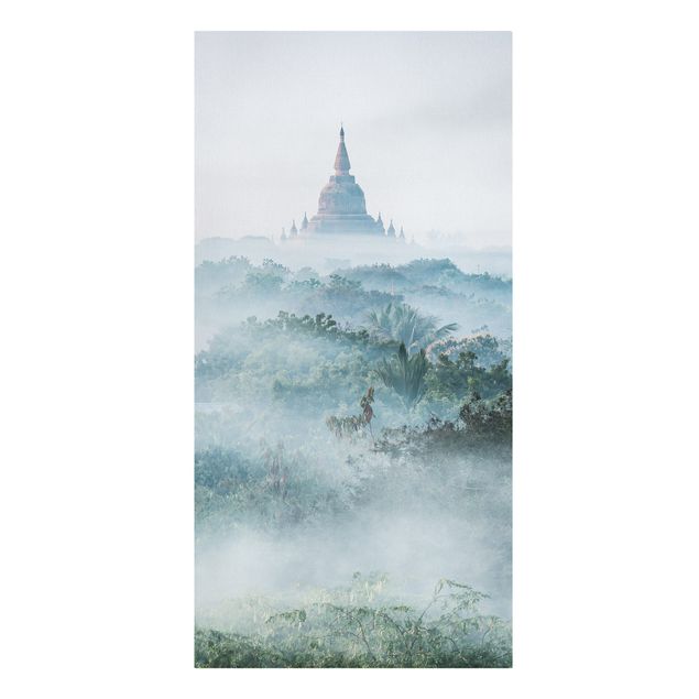 Wandbilder Landschaften Morgennebel über dem Dschungel von Bagan