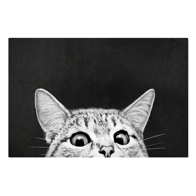 Leinwand Kunst Illustration Katze Schwarz Weiß Zeichnung