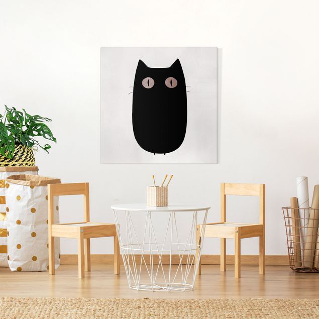 Katzenbilder auf Leinwand Schwarze Katze Illustration