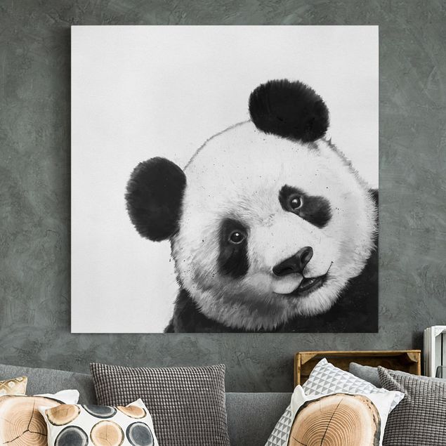 Wandbilder Bären Illustration Panda Schwarz Weiß Malerei