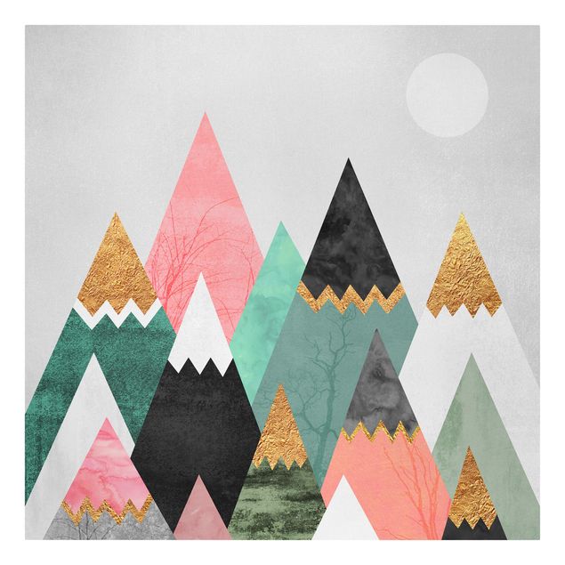 Wandbilder Landschaften Dreieckige Berge mit Goldspitzen