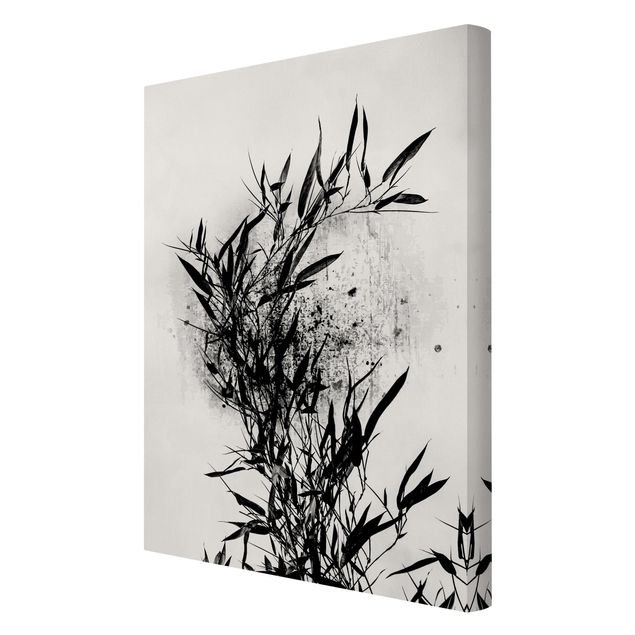 Kunstdruck Leinwand Grafische Pflanzenwelt - Schwarzer Bambus