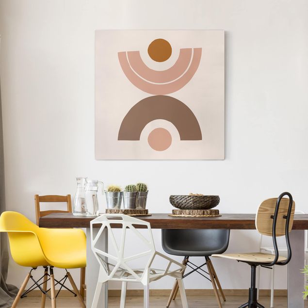 Küche Dekoration Line Art Abstrakte Formen Pastell