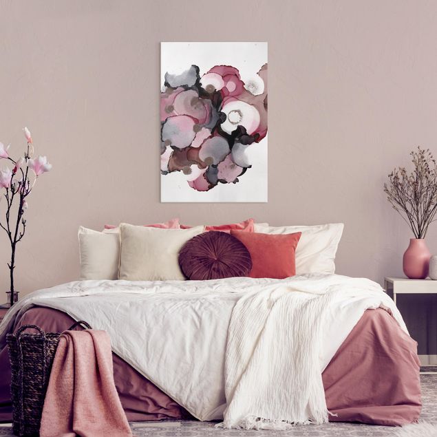 Leinwandbilder abstrakt Pink-Beige Tropfen mit Roségold