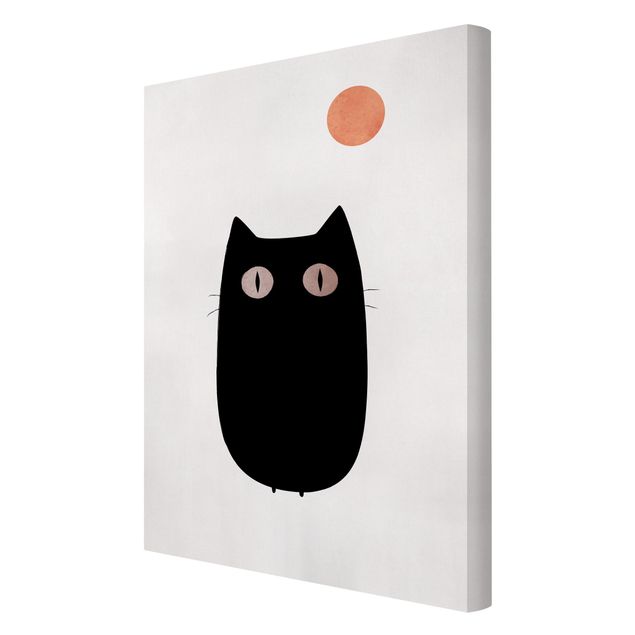 Wandbilder Kunstdrucke Schwarze Katze Illustration