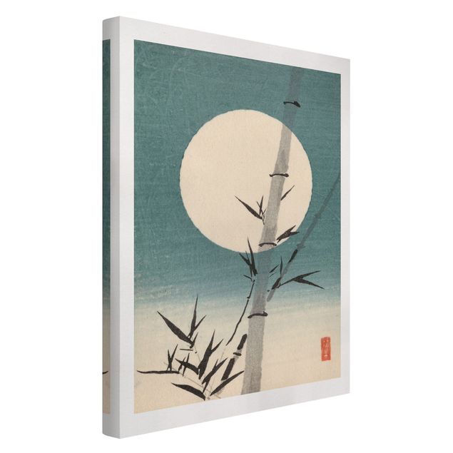 Wandbilder Landschaften Japanische Zeichnung Bambus und Mond