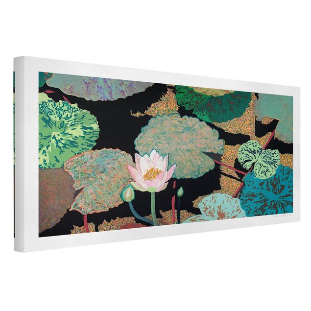 Wandbilder Floral Seerose mit Blättern II