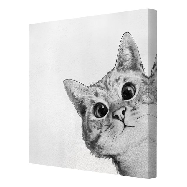 Leinwandbilder schwarz-weiß Illustration Katze Zeichnung Schwarz Weiß