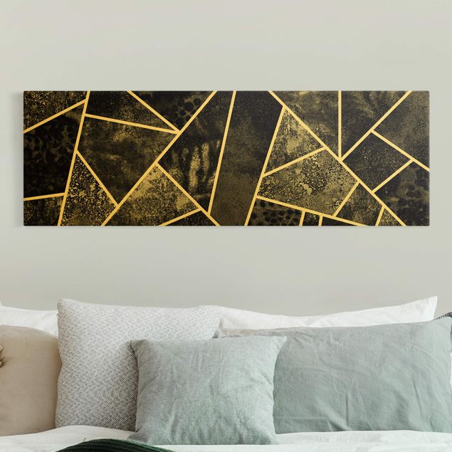 Leinwandbilder Muster Goldene Geometrie - Graue Dreiecke