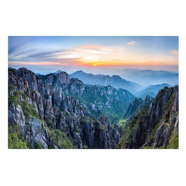 Wandbilder Berge Sonnenaufgang über dem Huangshan Gebirge