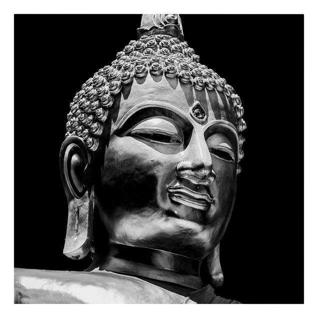 Wandbilder Schwarz-Weiß Buddha Statue Gesicht