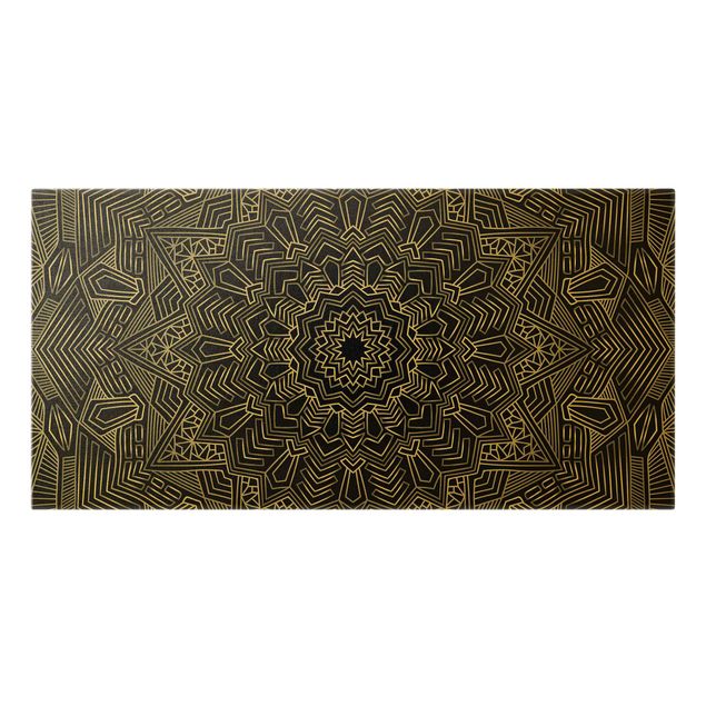 Wandbilder Mandala Stern Muster silber schwarz