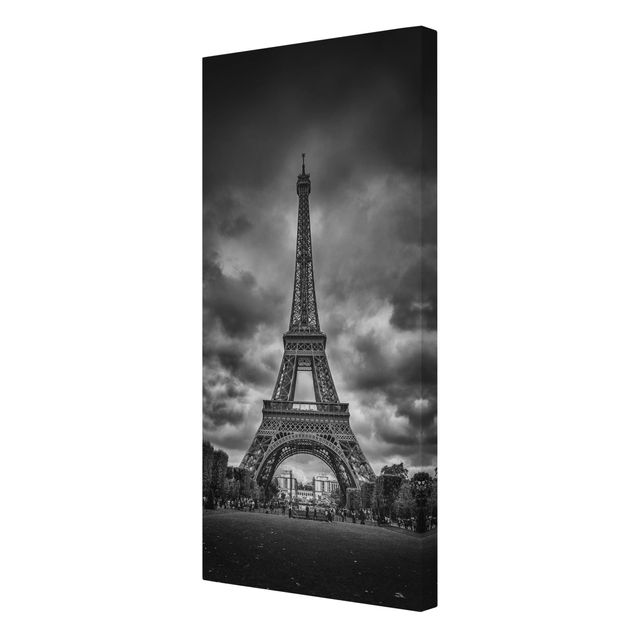 Wandbilder Architektur & Skyline Eiffelturm vor Wolken schwarz-weiß