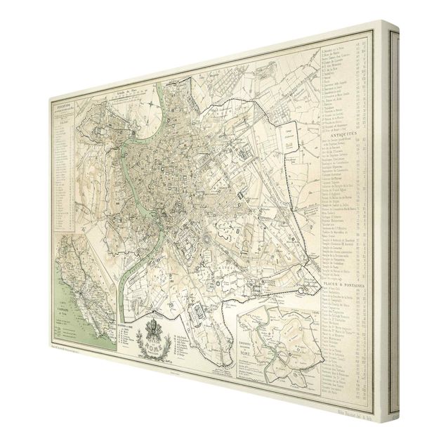 Leinwandbilder Weltkarte Vintage Stadtplan Rom Antik