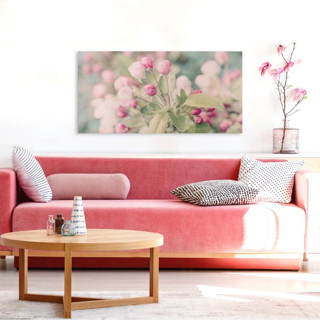 Wandbilder Floral Apfelblüte Bokeh rosa