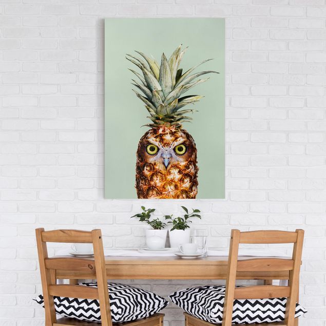 Kunstdruck Leinwand Ananas mit Eule