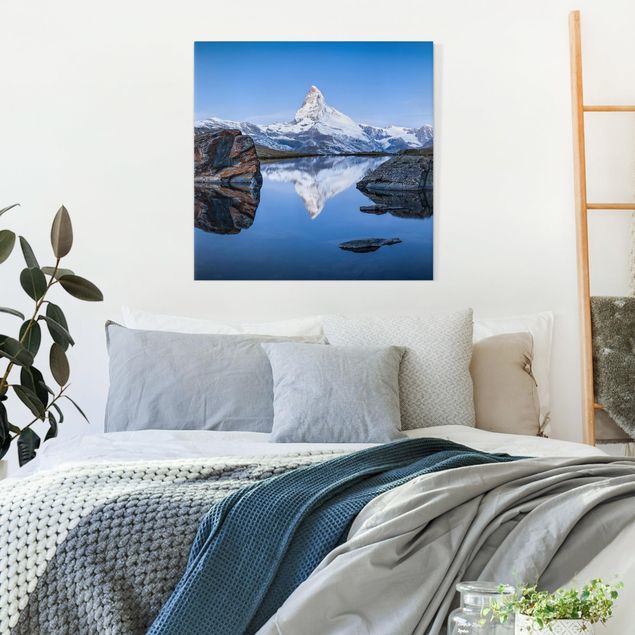 Leinwandbild Berge Stellisee vor dem Matterhorn