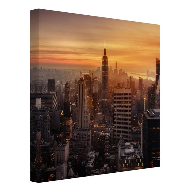Leinwandbild Sonnenuntergang Manhattan Skyline Abendstimmung