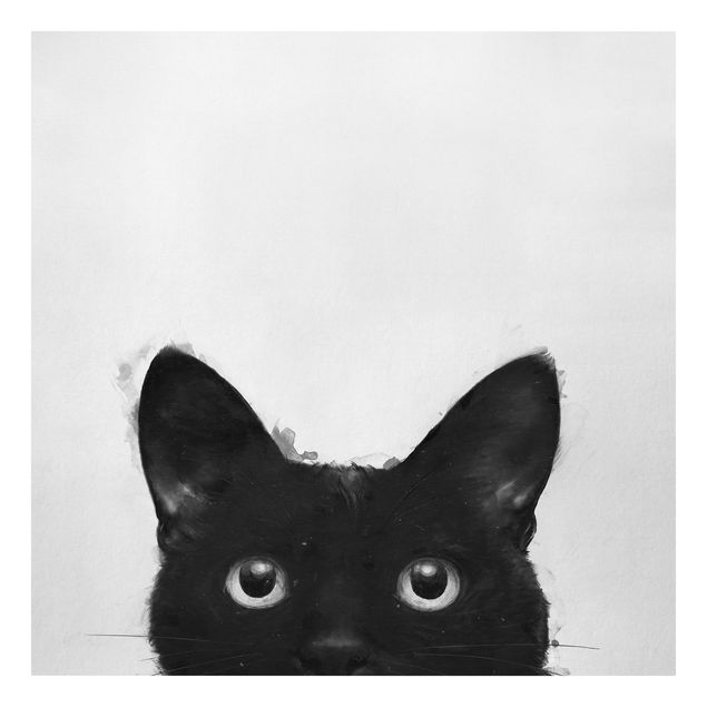 schwarz-weiß Bilder auf Leinwand Illustration Schwarze Katze auf Weiß Malerei