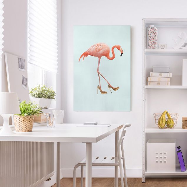 Leinwandbilder Vögel Flamingo mit High Heels