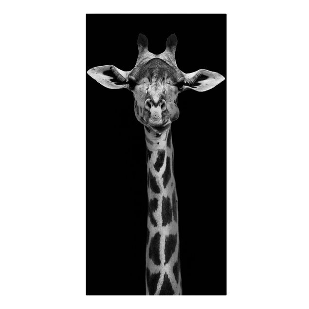 Tierbilder Leinwand Dunkles Giraffen Portrait