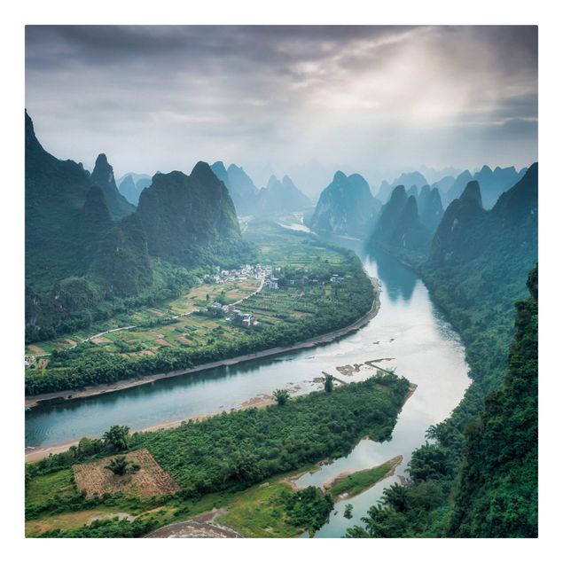 Wandbilder Landschaften Talblick über den Li-Fluss