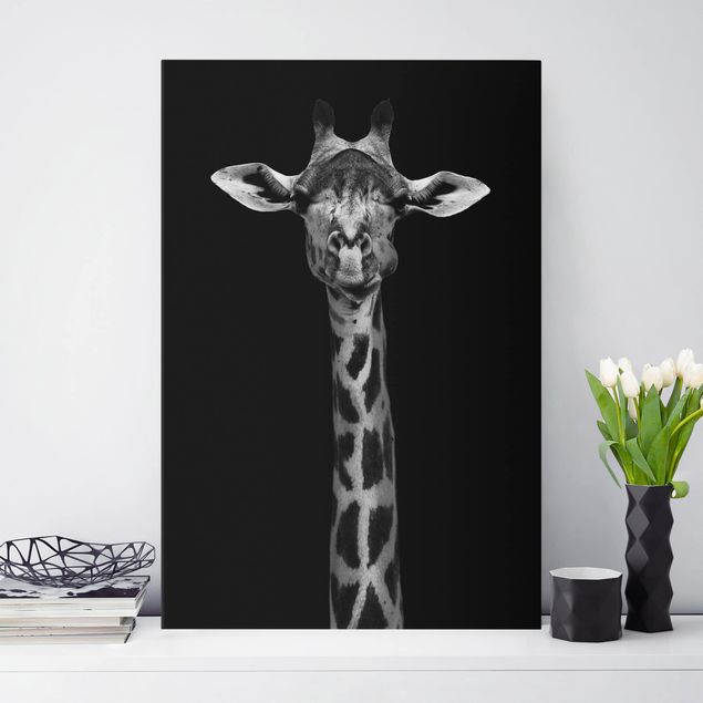 Wanddeko Küche Dunkles Giraffen Portrait