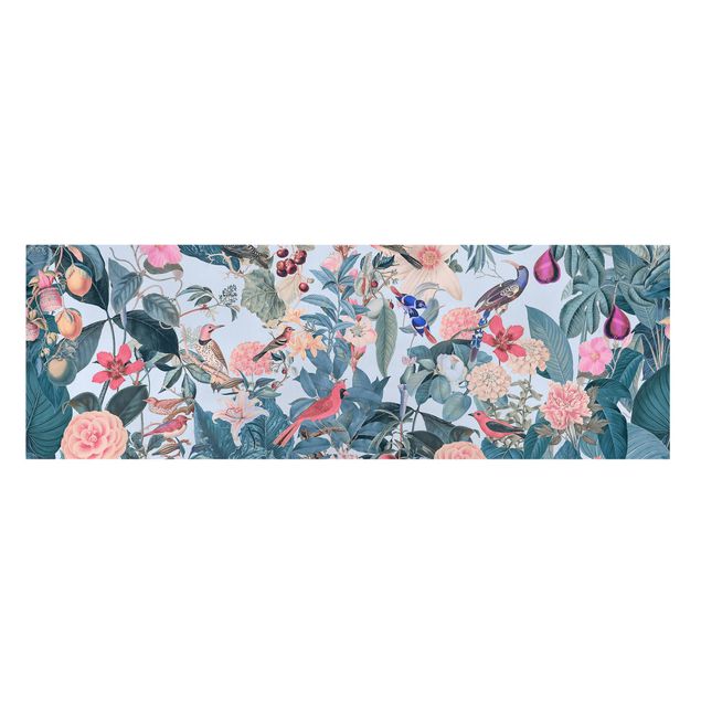Wandbilder Blumen Vintage Collage - Vogelgarten