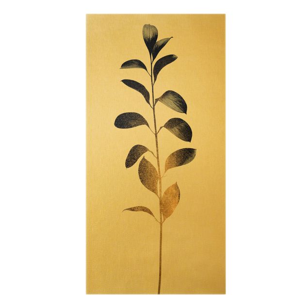 Wandbilder Blumen Grafische Pflanzenwelt - Gold und Grau