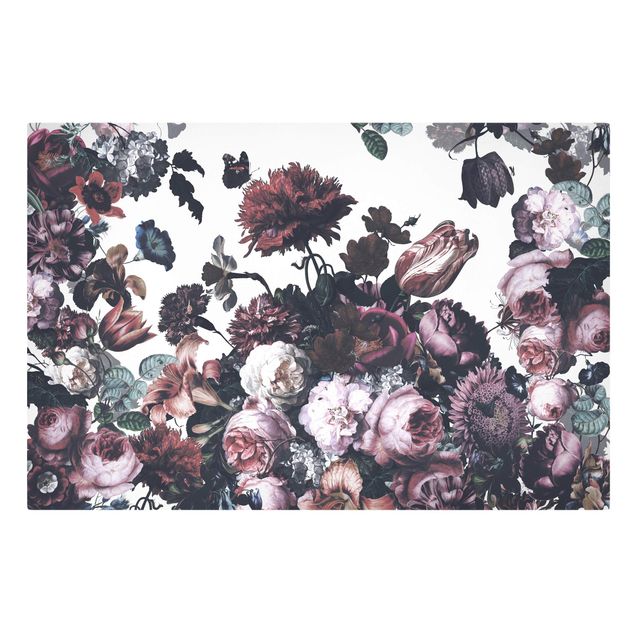 Leinwandbilder Blumen Altmeisterlicher Blumenrausch mit Rosen Bouquet