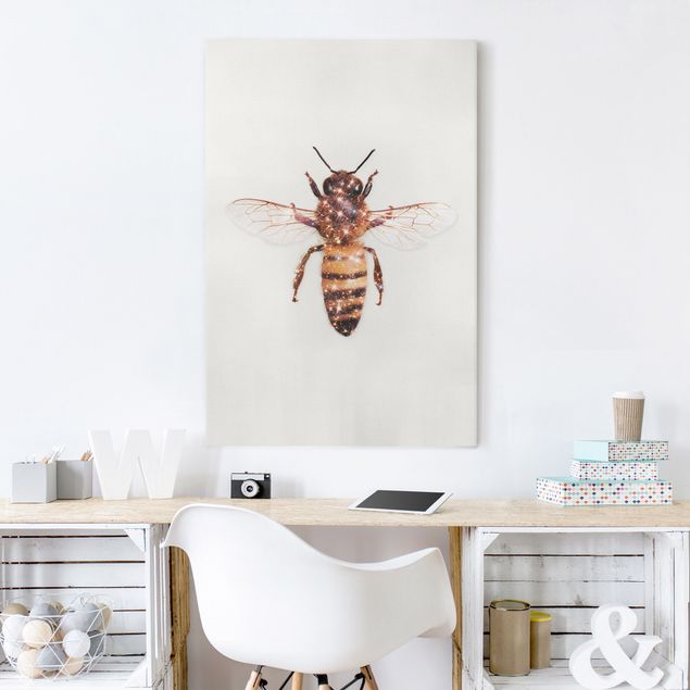 Kunstdrucke auf Leinwand Biene mit Glitzer