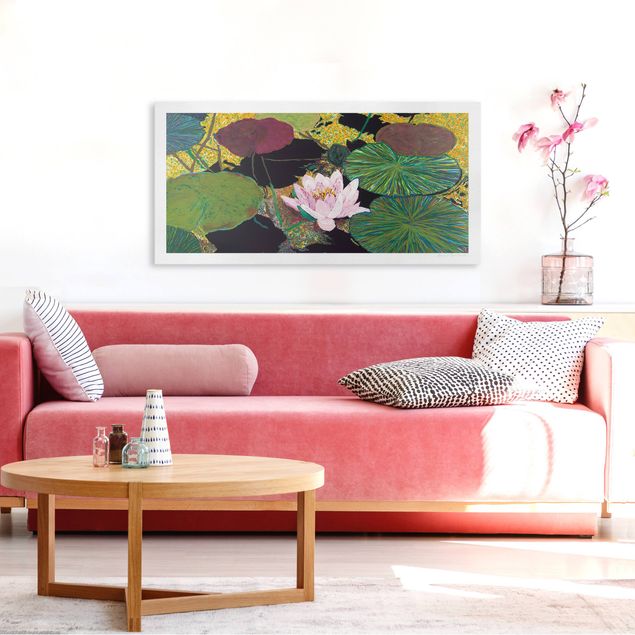 Leinwandbilder Blumen Seerose mit Blätterm