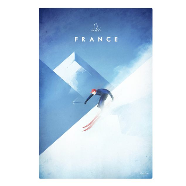 Skyline Leinwand Reiseposter - Ski in Frankreich
